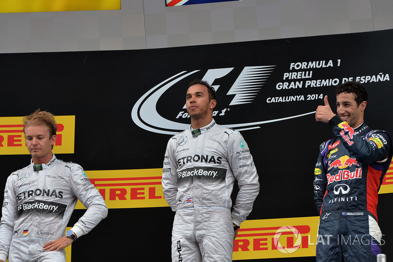 Podio: ganador de la carrera Lewis Hamilton, Mercedes AMG F1, segundo lugar Nico Rosberg, Mercedes AMG F1, tercer puesto Daniel Ricciardo, Red Bull Racing