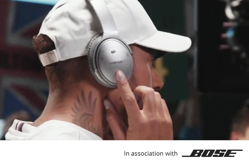 Lewis Hamilton filming a Bose commercial