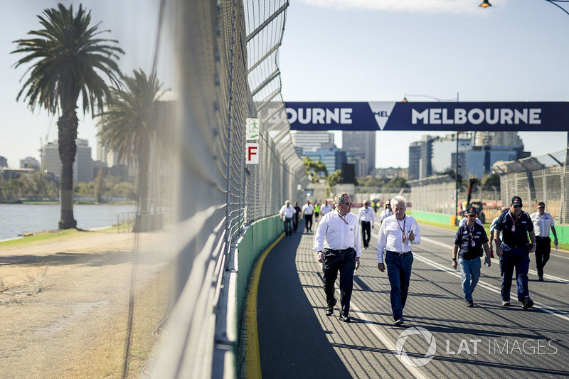 Charlie Whiting, FIA Delegate walks the track