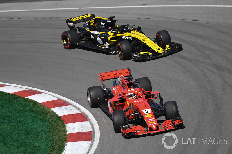 Sebastian Vettel, Ferrari SF71H, Nico Hulkenberg, Renault Sport F1 Team R.S. 18