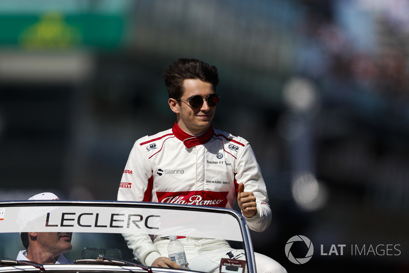 Charles Leclerc, Sauber, in the drivers parade