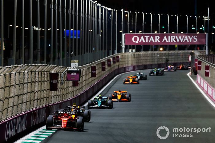 Charles Leclerc, Ferrari SF-24, Sergio Pérez, Red Bull Racing RB20, Fernando Alonso, Aston Martin AMR24, Oscar Piastri, McLaren MCL38