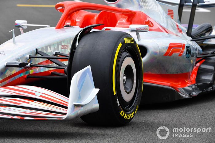 Detalle del alerón delantero y del Sidepod del coche de Fórmula 1 2022 