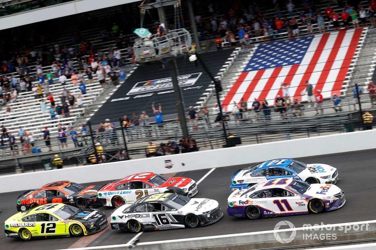 Denny Hamlin, Joe Gibbs Racing, Toyota Camry FedEx Ground, A.J. Allmendinger, Kaulig Racing, Chevrolet Camaro Hyperice, Ryan Blaney, Team Penske, Ford Mustang Menards / Knauf, Chase Briscoe, Stewart-Haas Racing, Ford Mustang HighPoint.com / Ford Performance Racing School