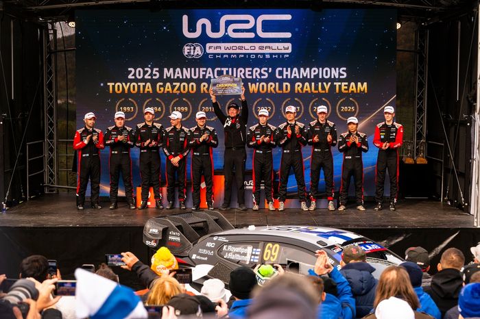 Podium: Juka Kankkunen with the Toyota Gazoo Racing WRT team