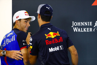 Pierre Gasly, Toro Rosso, and Daniel Ricciardo, Red Bull Racing, in the Thursday press conference