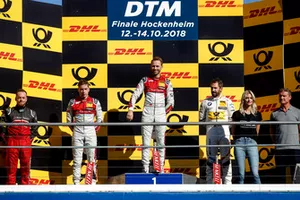 Podium: Winnaar René Rast, Audi Sport Team Rosberg, nummer twee Robin Frijns, Audi Sport Team Abt Sportsline en nummer drie Timo Glock, BMW Team RMG