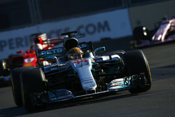 Lewis Hamilton, Mercedes AMG F1 W08, leads Sebastian Vettel, Ferrari SF70H