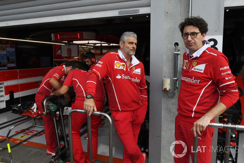 Maurizio Arrivabene, Ferrari Team Principal, Mattia Binotto, Ferrari Chief Technical Officer