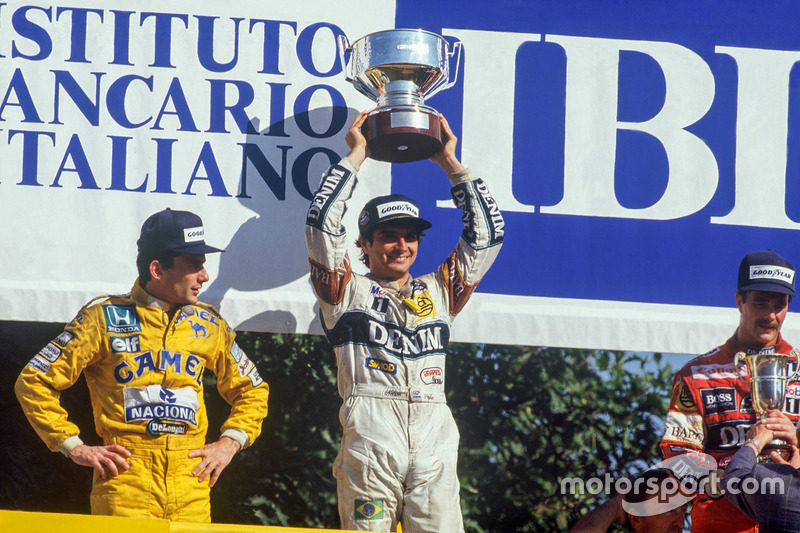 Podium: 1. Nelson Piquet, 2. Ayrton Senna, 3. Nigel Mansell