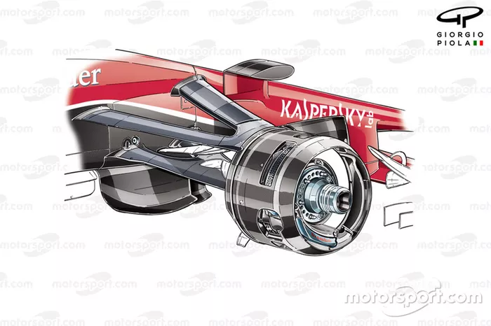 Pinza delantera del Ferrari SF15-T 