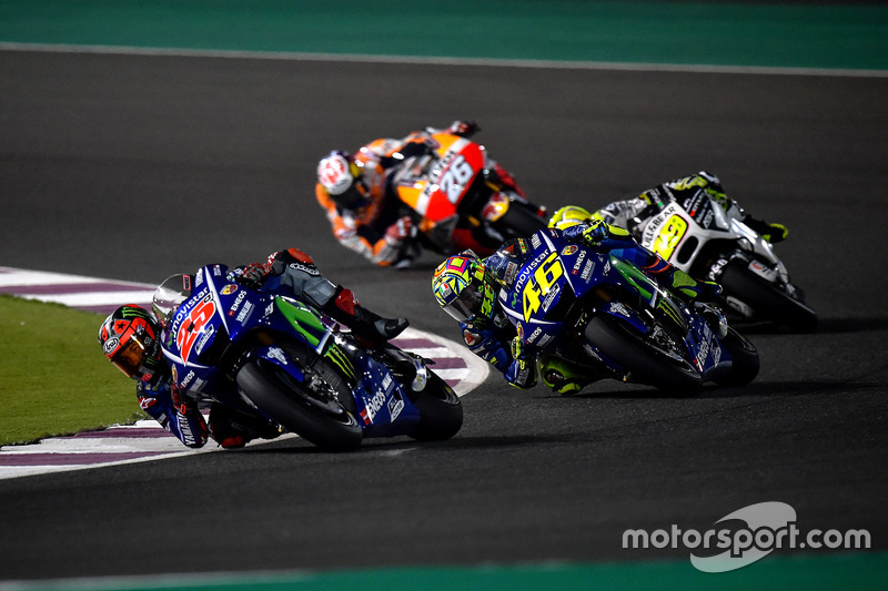 Maverick Maverick Viñales, Yamaha Factory Racing; Valentino Rossi, Yamaha Factory Racing; Alvaro Bautista, Aspar Racing Team; Dani Pedrosa, Repsol Honda Team