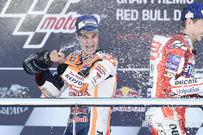 Podium: Race winner Dani Pedrosa, Repsol Honda Team