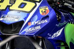 Detalle de la moto de Valentino Rossi, Yamaha Factory Racing