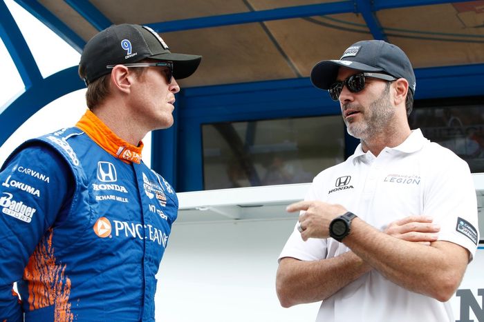 Scott Dixon, Chip Ganassi Racing Honda, Jimmie Johnson, Chip Ganassi Racing Honda