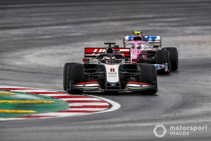 Romain Grosjean, Haas VF-20, Lance Stroll, Racing Point RP20