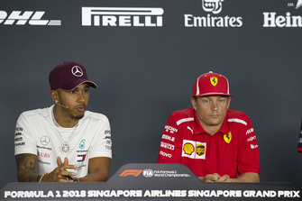 Lewis Hamilton, Mercedes AMG F1 and Kimi Raikkonen, Ferrari in Press Conference