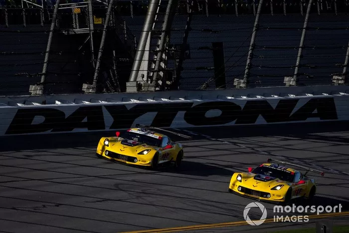 #3 Corvette Racing Corvette C7.R, GTLM: Jan Magnussen, Antonio Garcia, Mike Rockenfeller, #4 Corvette Racing Corvette C7.R, GTLM: Oliver Gavin, Tommy Milner, Marcel Fassler