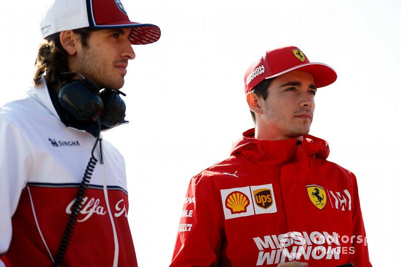 Antonio Giovinazzi, Alfa Romeo Racing et Charles Leclerc, Ferrari