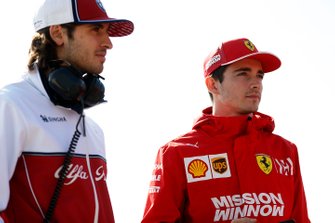 Antonio Giovinazzi, Alfa Romeo Racing and Charles Leclerc, Ferrari