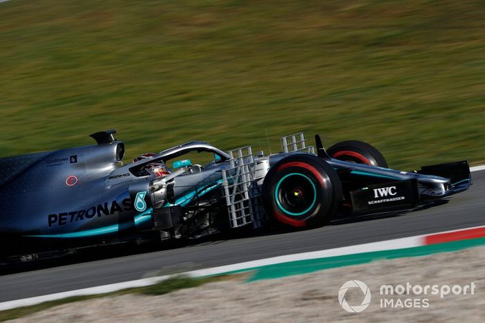 Lewis Hamilton, Mercedes-AMG F1 W10 con sensores aerodinámicos