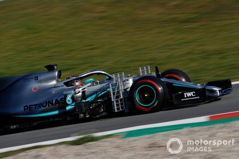 Lewis Hamilton, Mercedes-AMG F1 W10 with aero sensors