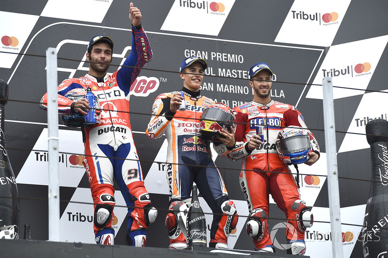 Podium : 1er Marc Márquez, 2e Danilo Petrucci, 3e Andrea Dovizioso