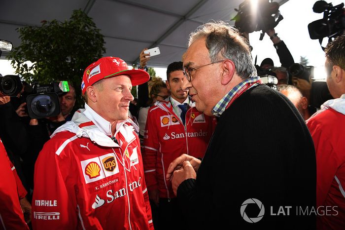 Sergio Marchionne, CEO de FIAT y Kimi Raikkonen, Ferrari en el 70 Aniversario de Ferrari