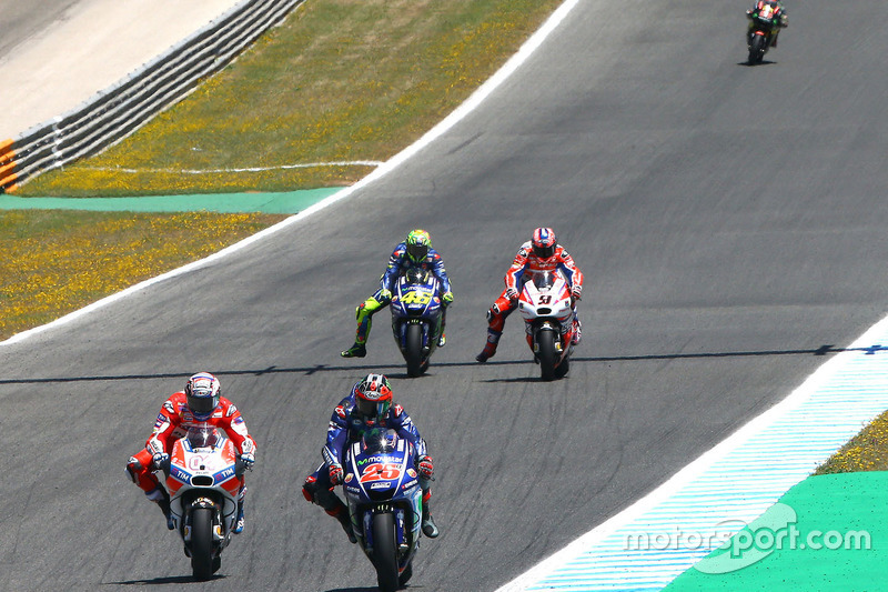 Viñales et Rossi, Yamaha, Dovizioso, Ducati, Petrucci, Pramac