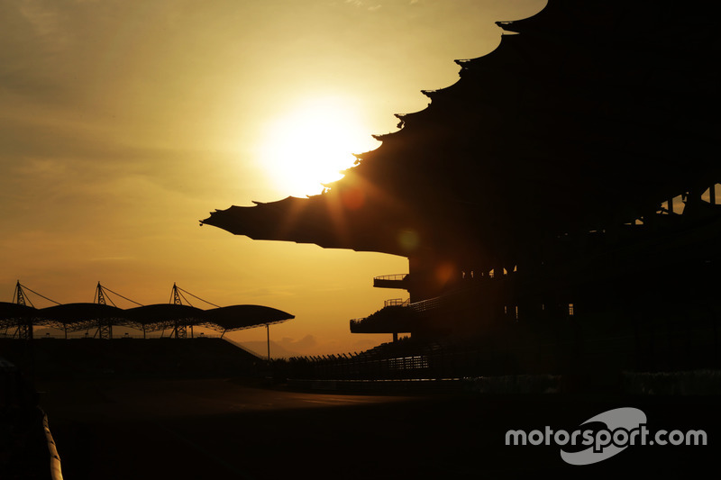 The sun rises over the circuit