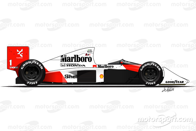 La McLaren MP4-5 pilotée par Ayrton Senna