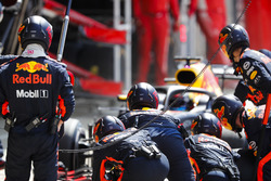 Daniel Ricciardo, Red Bull Racing RB14, makes a pit stop