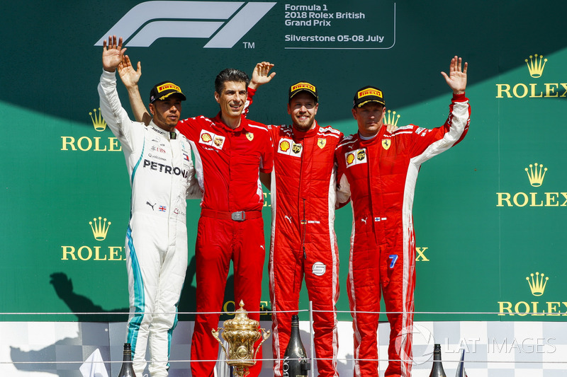 10. GP Inggris Raya - Podium: Sebastian Vettel, Lewis Hamilton, Kimi Raikkonen