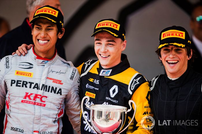 Podio: Artem Markelov, RUSSIAN TIME, Sean Gelael, PREMA Racing, Roberto Merhi, MP Motorsport