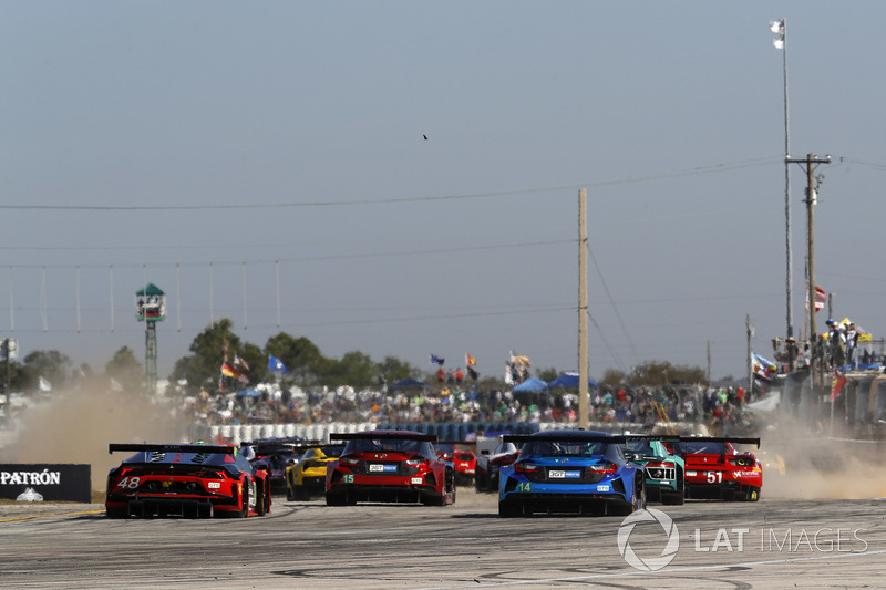 #48 Paul Miller Racing Lamborghini Huracan GT3, GTD: Madison Snow, Bryan Sellers, Corey Lewis, #15 3GT Racing Lexus RCF GT3, GTD: Jack Hawksworth, David Heinemeier Hansson, Sean Rayhall, #14 3GT Racing Lexus RCF GT3, GTD: Dominik Baumann, Kyle Marcelli, Ph
