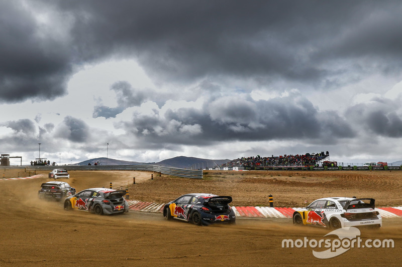 Petter Solberg, PSRX Volkswagen Sweden, Sébastien Loeb, Team Peugeot Total, Mattias Ekström, EKS Audi Sport