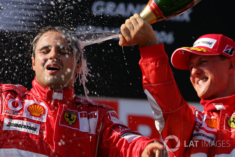 1. Felipe Massa, Ferrari; 3. Michael Schumacher, Ferrari