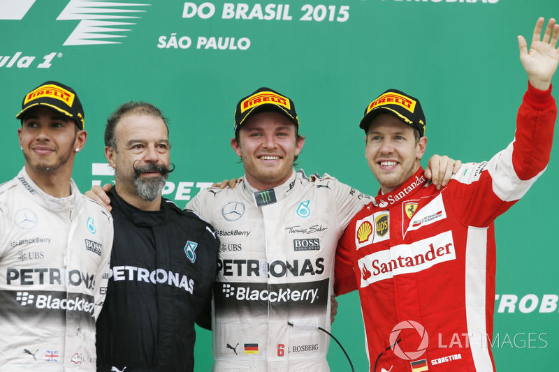 2015 : 1. Nico Rosberg, 2. Lewis Hamilton, 3. Sebastian Vettel