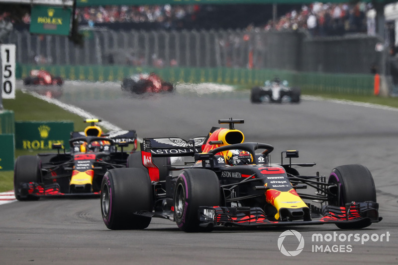 Daniel Ricciardo, Red Bull Racing RB14 leads Max Verstappen, Red Bull Racing RB14 