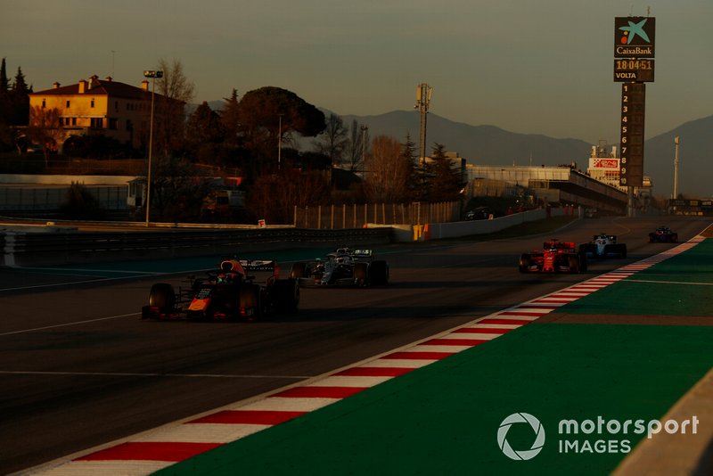 Pierre Gasly, Red Bull Racing RB15, Valtteri Bottas, Mercedes-AMG F1 W10 and Sebastian Vettel, Ferrari SF90