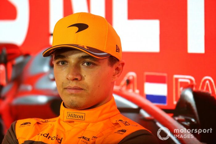 Lando Norris, McLaren, en la rueda de prensa posterior a la clasificación