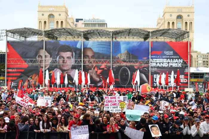 Fans show support for Scuderia Ferrari in the fanzone