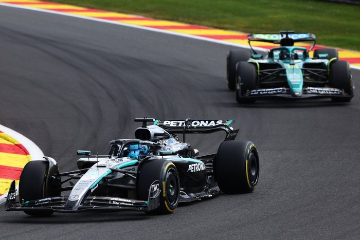 George Russell, Mercedes, Lance Stroll, Aston Martin Racing