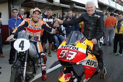 Marc Marquez, Repsol Honda Team with the 1949 AJS Porcupine E90 and Sammy Miller