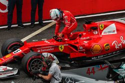 Sebastian Vettel, Ferrari SF70H, llega a parc ferme