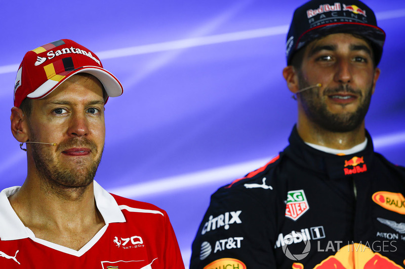 Press conference: pole sitter Sebastian Vettel, Ferrari, third place Daniel Ricciardo, Red Bull Raci