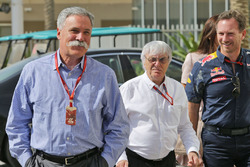Chase Carey, Président du Formula One Group avec Bernie Ecclestone et Christian Horner, Team Principal Red Bull Racing