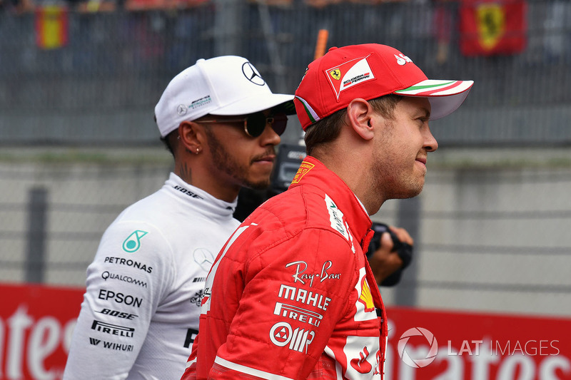 Lewis Hamilton, Mercedes AMG F1 ve Sebastian Vettel, Ferrari