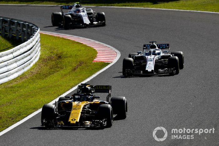 Nico Hulkenberg, Renault Sport F1 Team R.S. 18, Lance Stroll, Williams FW41, y Sergey Sirotkin, Williams FW41