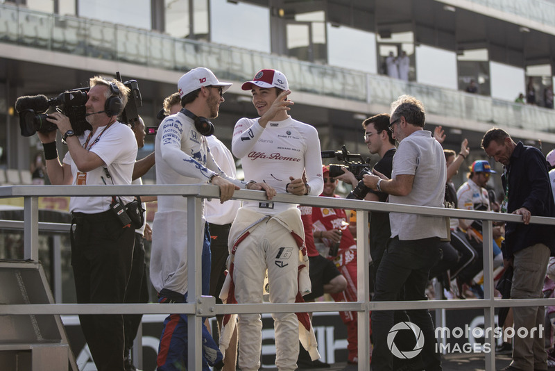 Pierre Gasly, Scuderia Toro Rosso and Charles Leclerc, Sauber on the drivers parade